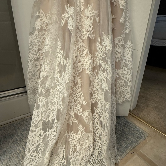 Ella Rosa Elegant Lace Wedding Dress in Cream and White - Picture 11 of 13